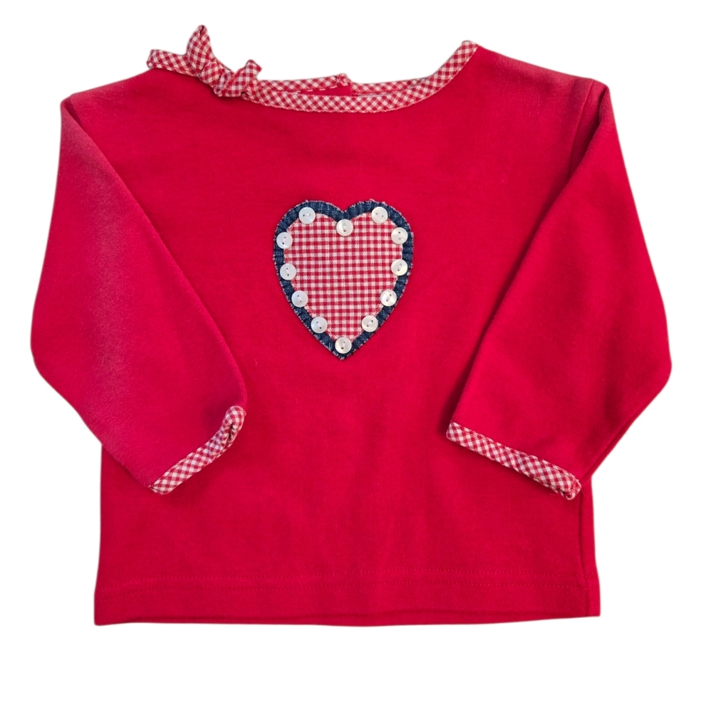 Vintage Y2k KRU Red Denim Button Heart Long Sleeved Shirt